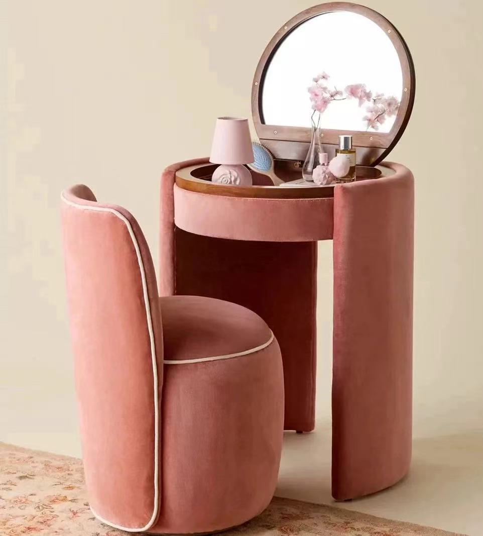 Upholstered Vanity & Stool Set